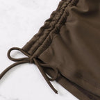 Women's Swim Set with Ruched Top and High-Waisted Bottoms
