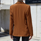 Women's Corduroy Jacket with Double-Button Design and Side Pockets