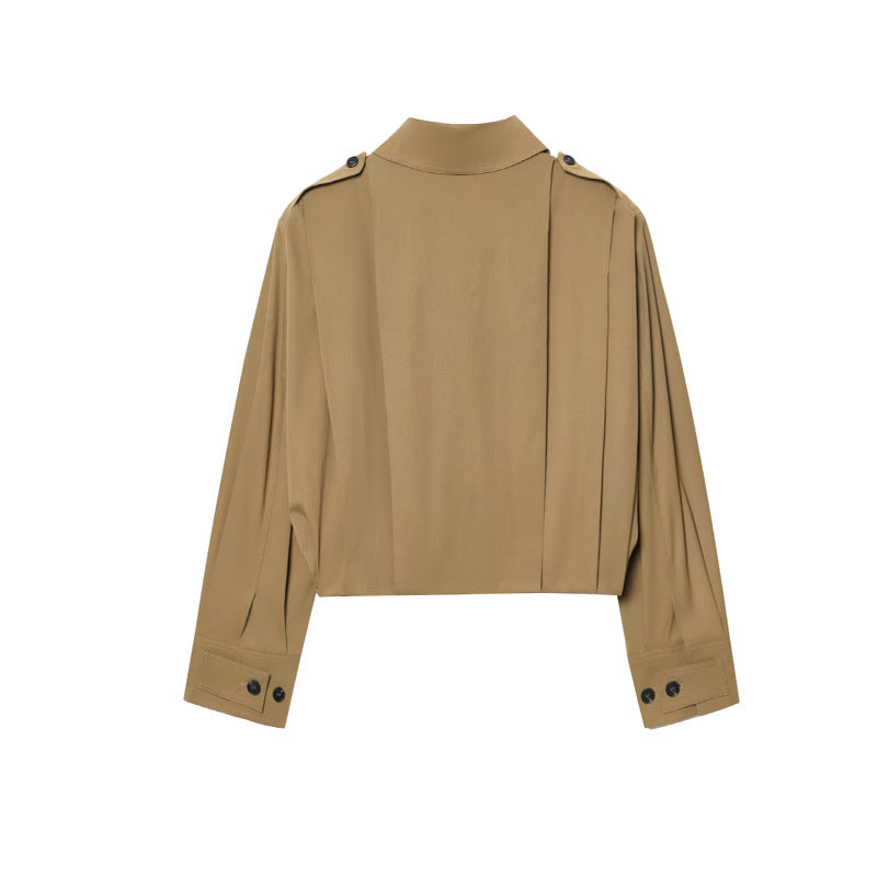 Women's Cropped Jacket with Decorative Button Details and Elegant Cut