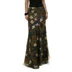 Women's Long Vintage-Style Floral Skirt with Flowing Cut