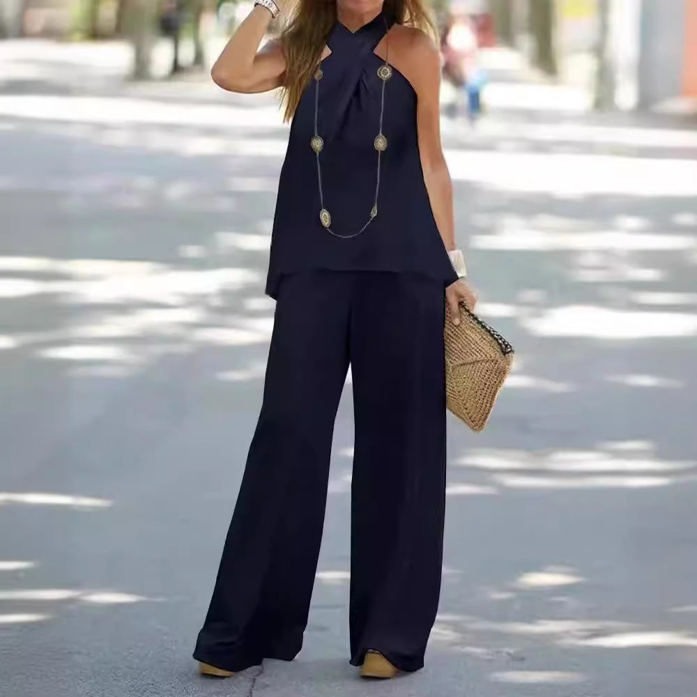 Women's Elegant and Airy Wide-Leg Ensemble