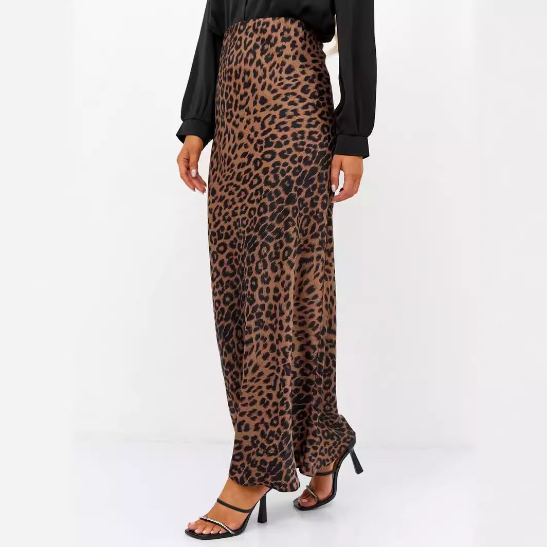 Women's Leopard Print Maxi Skirt