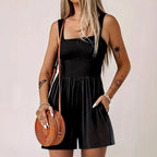 Women's Jumpsuit with Gathered Bodice and Pockets
