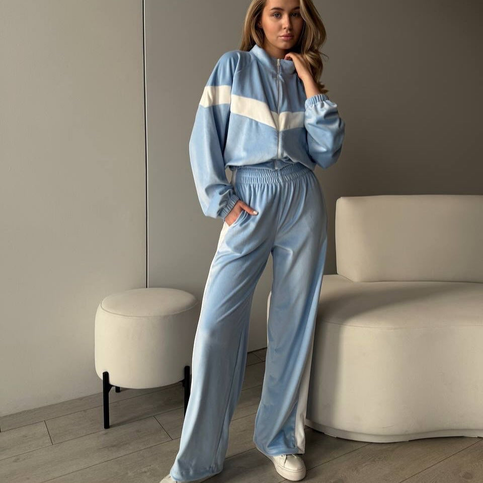 Women's Hooded Zip-Up Loungewear Set