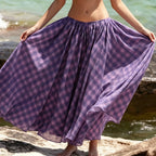 Women's Maxi Skirt with Flowing Cut and Trendy Plaid Pattern