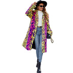Women's Fluffy Faux Fur Coat in Bold Animal Print Mix