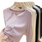 Women's Fitted Cardigan with Button Closure and Ribbed Texture