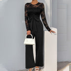 Elegant Jumpsuit with Lace Bodice and Fitted Waist