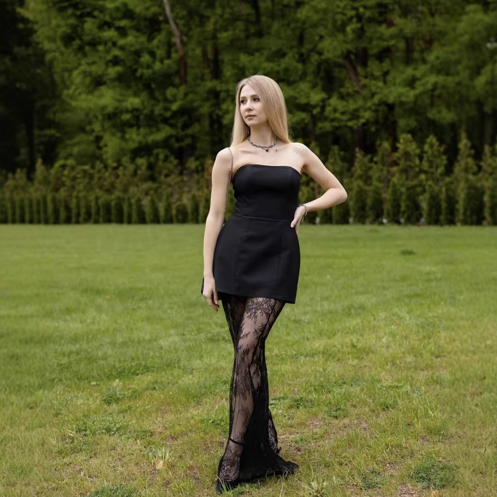 Women's Crop Top and Long Lace Skirt Set
