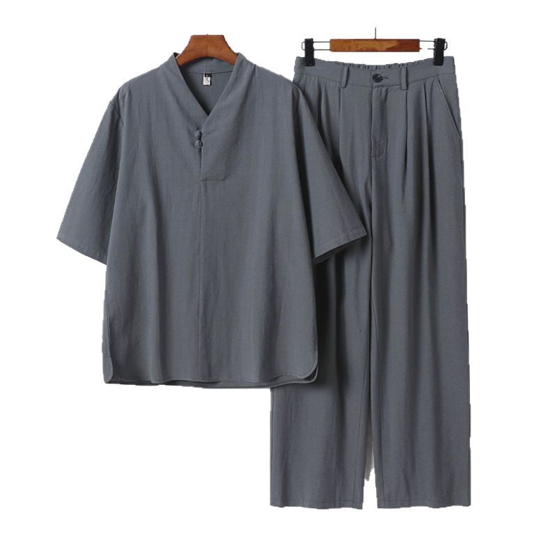 Men's Two-Piece Lightweight Kimono Loungewear Set