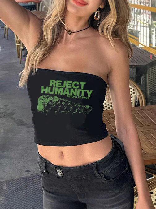 Bandeau Top with Graphic Print