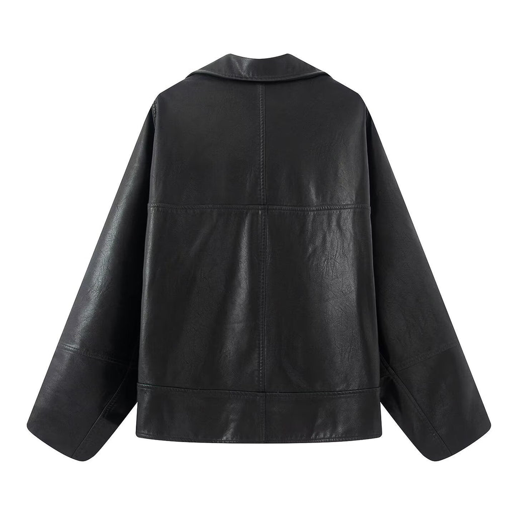 Women's Elegant Oversized Faux Leather Jacket