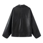 Women's Elegant Oversized Faux Leather Jacket