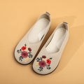 Women's Ballet Flats with Floral Embroidery and Flexible Footbed