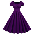 Women's A-Line Dress with Puff Sleeves and Tailoring