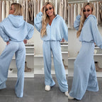 Elegant Fleece Jumpsuit with High Collar and Full-Length Zipper