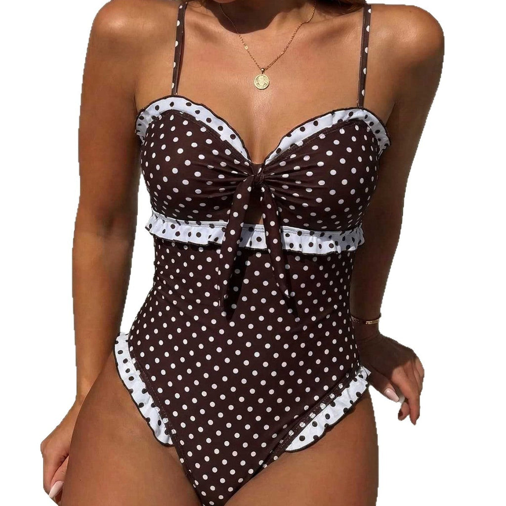 Women's Swimwear with Romantic Dots and Playful Ruffle Details