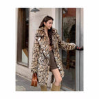 Elegant Faux Fur Jacket with Animal Print