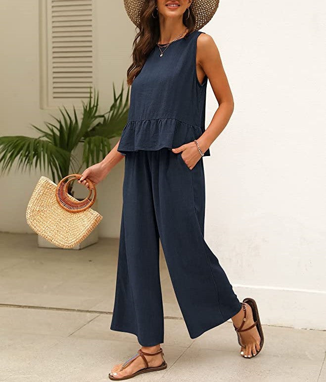 Women's Airy Jumpsuit with Ruffled Hem
