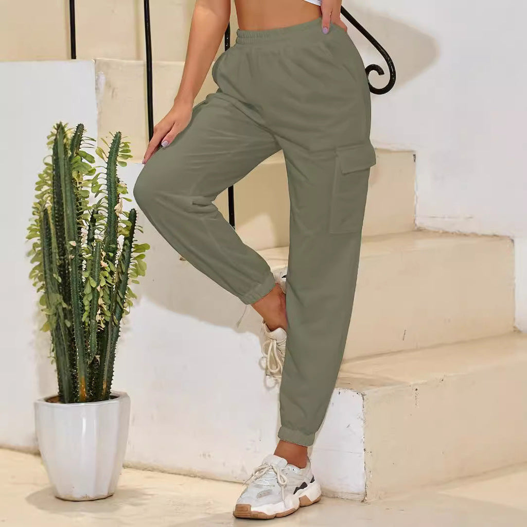 Women's Cargo Pants with Elastic Waist and Practical Pockets