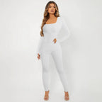 Women's Long-Sleeve Ribbed Jumpsuit