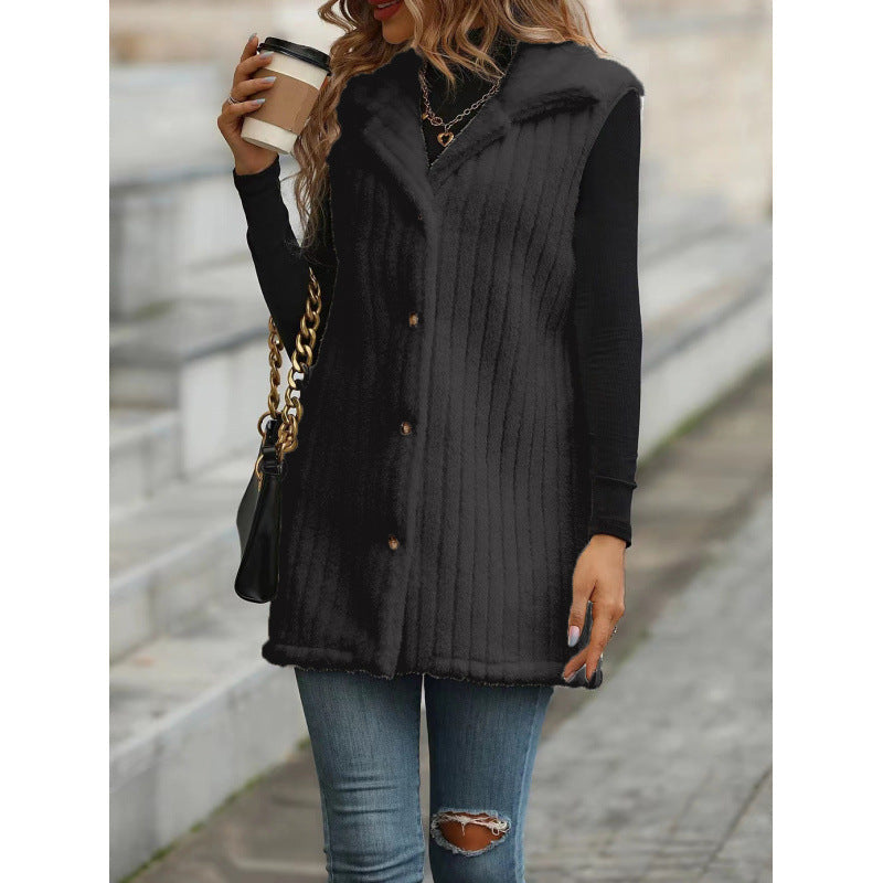 Women's Elegant and Cozy Teddy Jacket with Button Placket