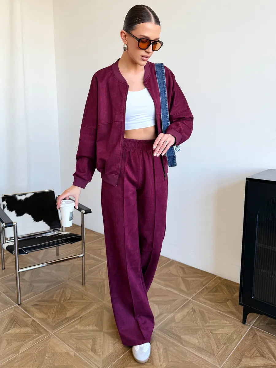 Casual Sweat Jacket and Pants Set