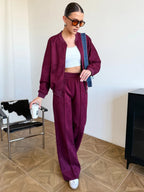 Casual Sweat Jacket and Pants Set
