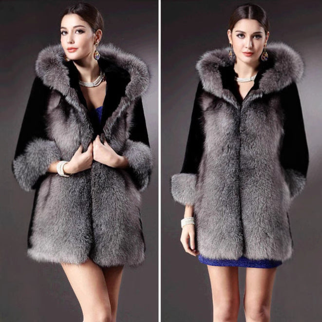 Women's Elegant and Warm Faux Fur Parka with Hood
