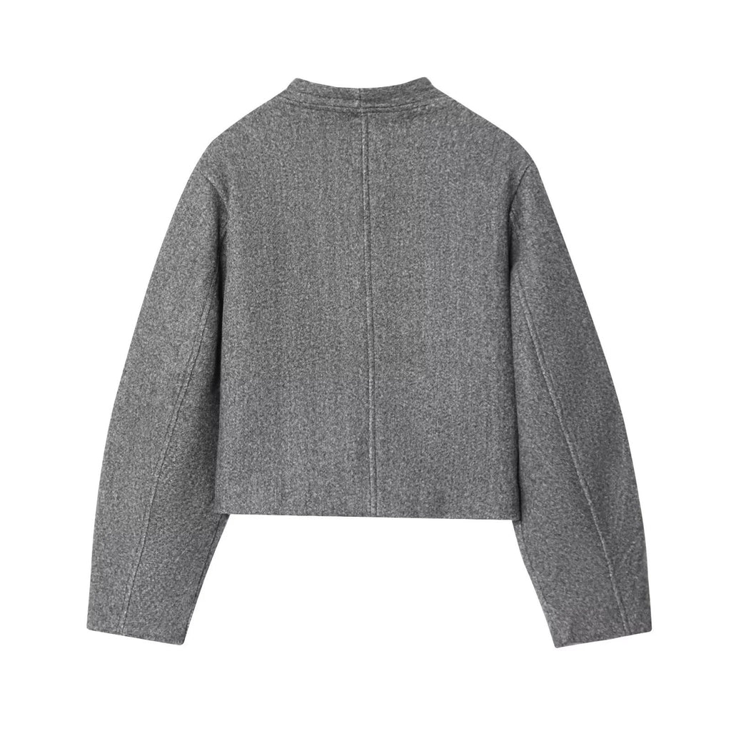 Women's Elegant Cardigan with Textured Fabric and Shiny Buttons