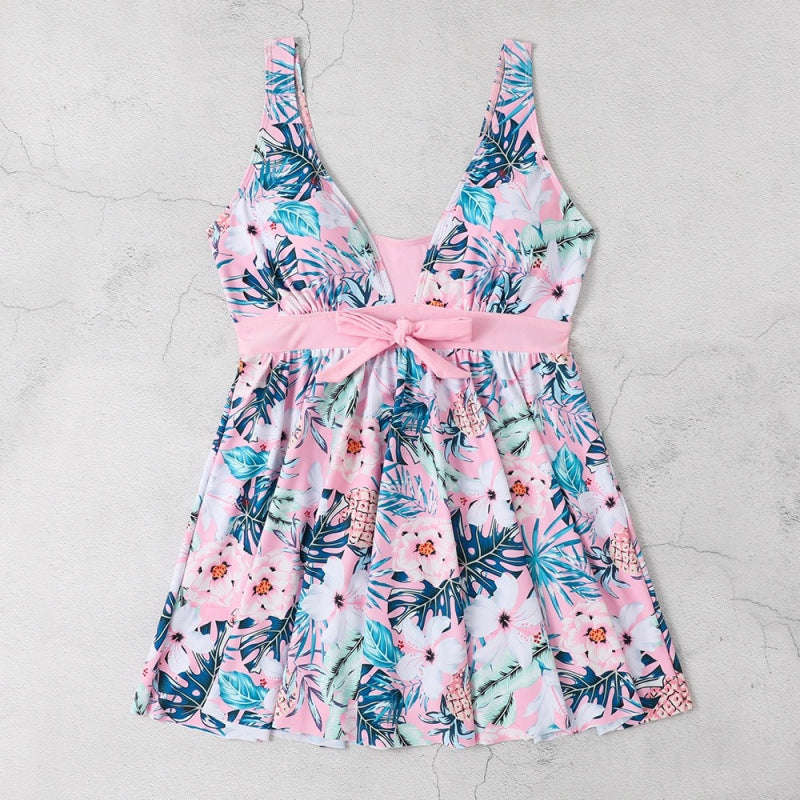 Women's Swim Dress with Floral Patterns and Flattering Cut