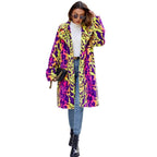 Women's Eye-Catching Faux Fur Coat with Modern Pattern