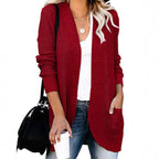 Women's Casual Knit Coat with Pockets and Open Front