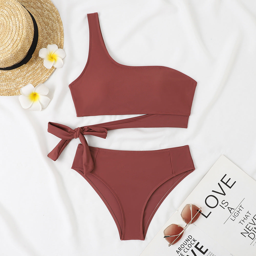 Women's Asymmetrical Bikini with Adjustable Tie