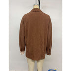 Women's Corduroy Shirt with Color-Block Design