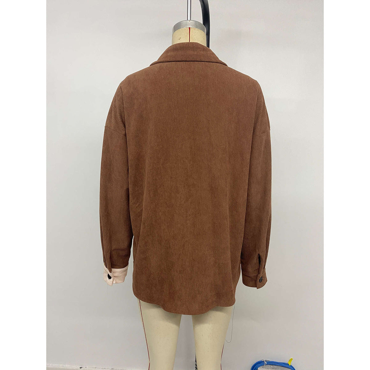 Women's Corduroy Shirt with Color-Block Design