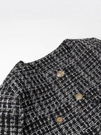 Women's Elegant Tweed Jacket with Gold Buttons