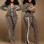 Denim-Style Tracksuit Set with Zipper