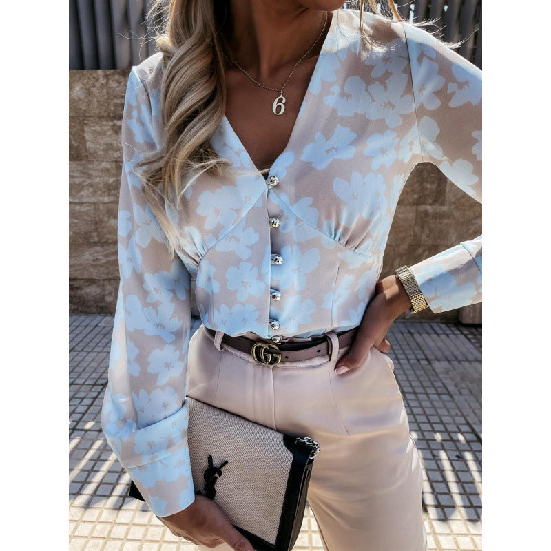 Women's Floral Button-Down Blouse