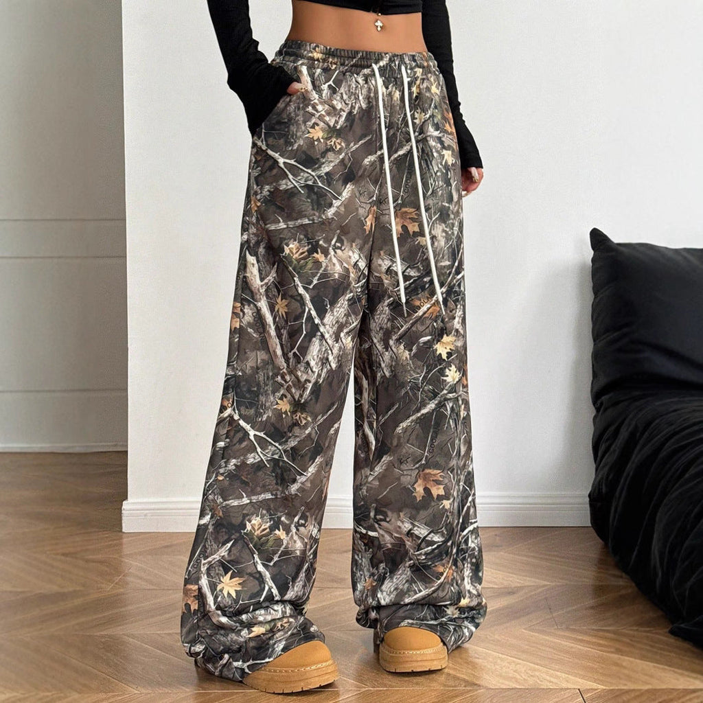 Women's High-Waisted Cargo Pants with All-Over Pattern