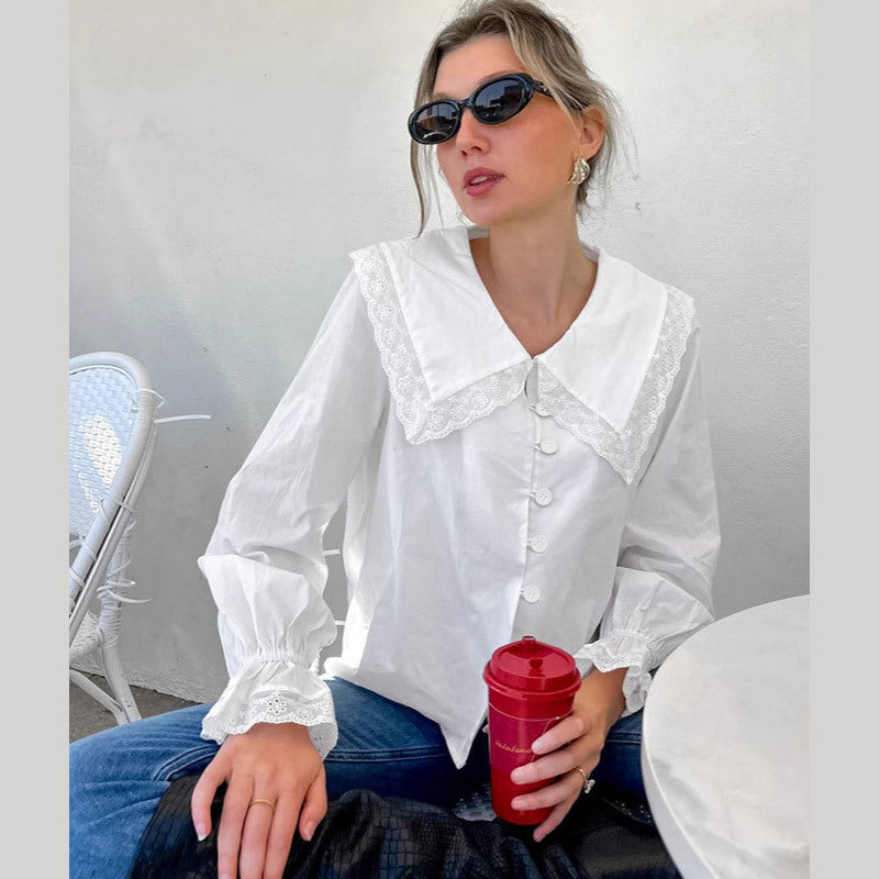 Women's Blouse with Large Lace Inserts