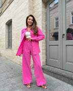 Women's Elegant Two-Piece Shirt and Wide-Leg Pants Set