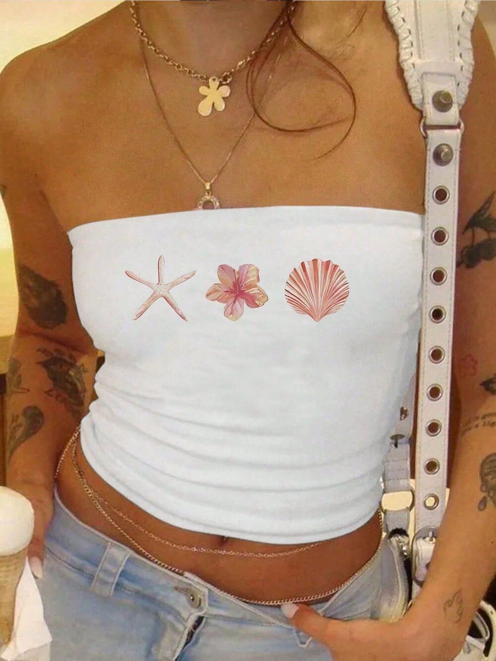 Women's Bandeau Top with Maritime Motif