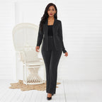 Women's Elegant Blazer Set with Tailored Fit and Slim Trousers