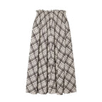 Women's Maxi Skirt with Casual Drawstring and Plaid Pattern