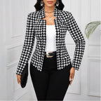 Elegant Houndstooth Blazer Jacket