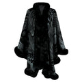 Women's Luxurious Poncho with Decorative Fleece Trim