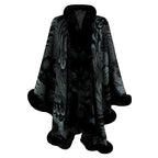 Women's Luxurious Poncho with Decorative Fleece Trim
