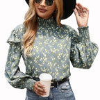 Elegant High-Neck Blouse with Ruffle Detail