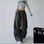 Women's Comfortable Wide-Leg Joggers with Elastic Waist and Pockets